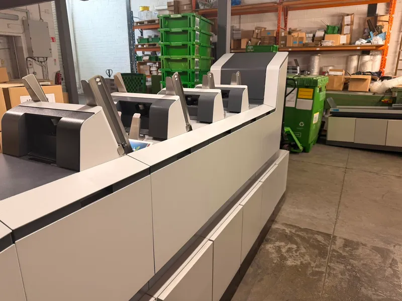 The inserting line preparing printed and personalised items for despatch