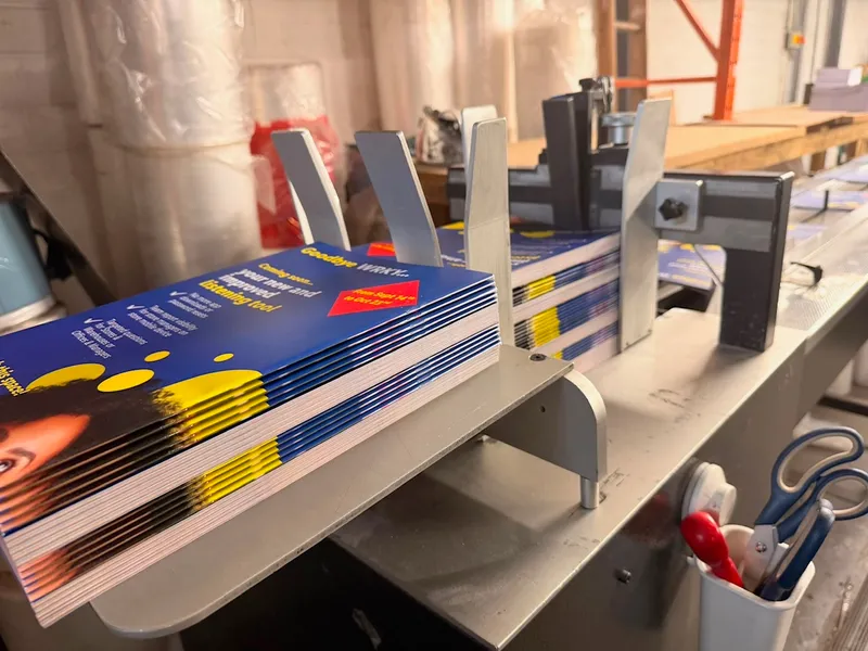 Printed copies running through the polywrap film line at our Dublin 3 facility